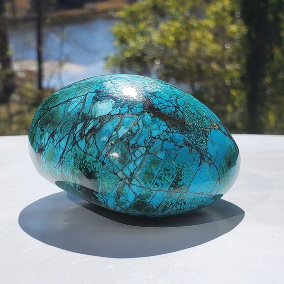 368g 1840ct Peruvian Chrysocolla Polished Mineral Rock Tumbled Stone Green Blue - Picture 1 of 13